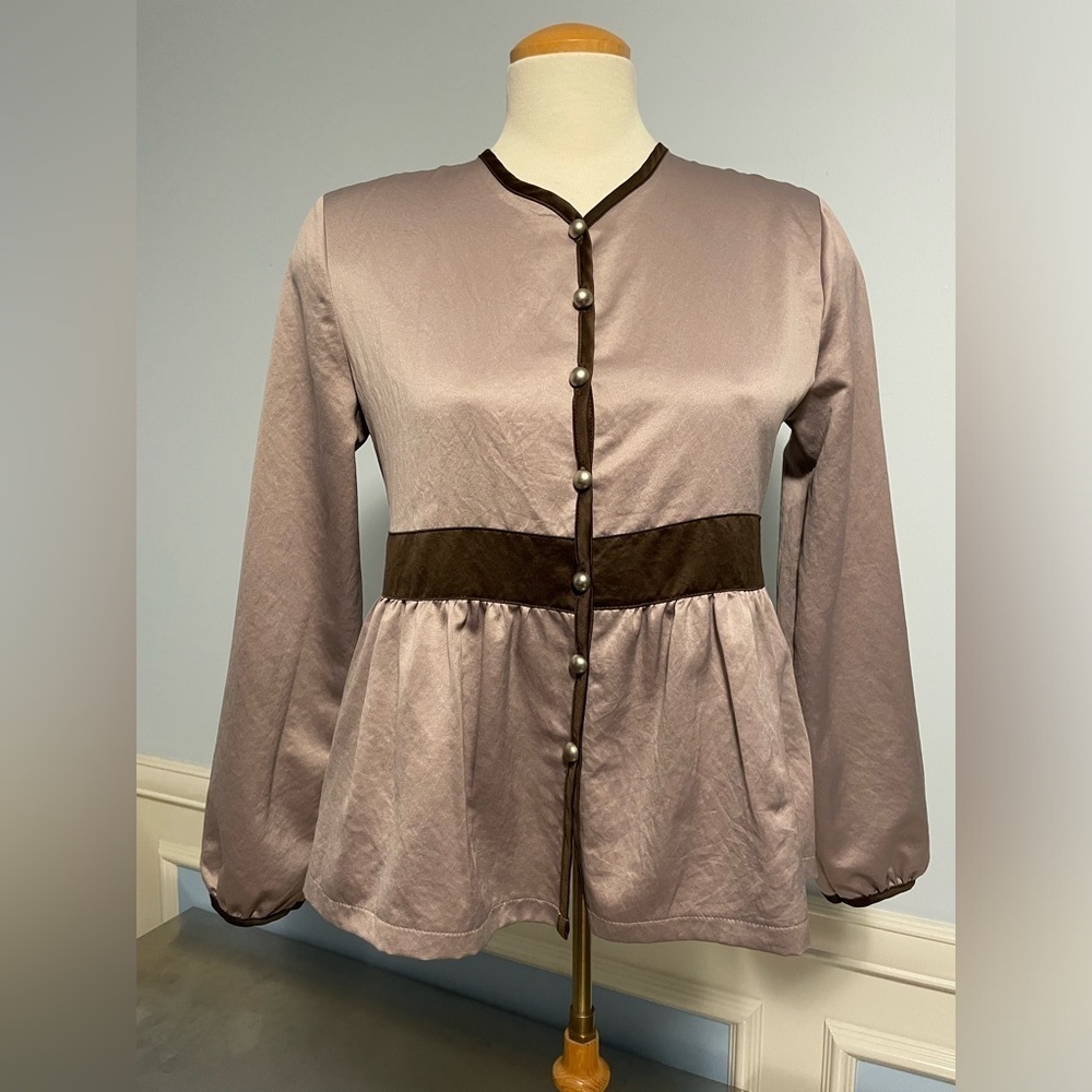Elpis - metallic gold and brown peplum blouse
